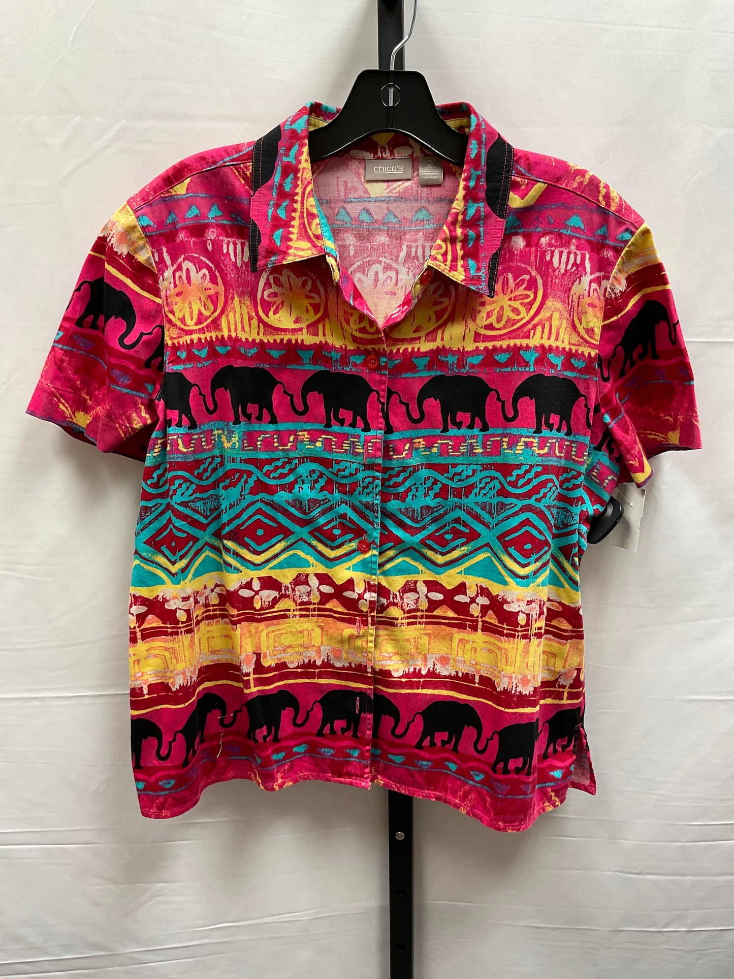 Multi-colored Top Short Sleeve Chicos, Size L