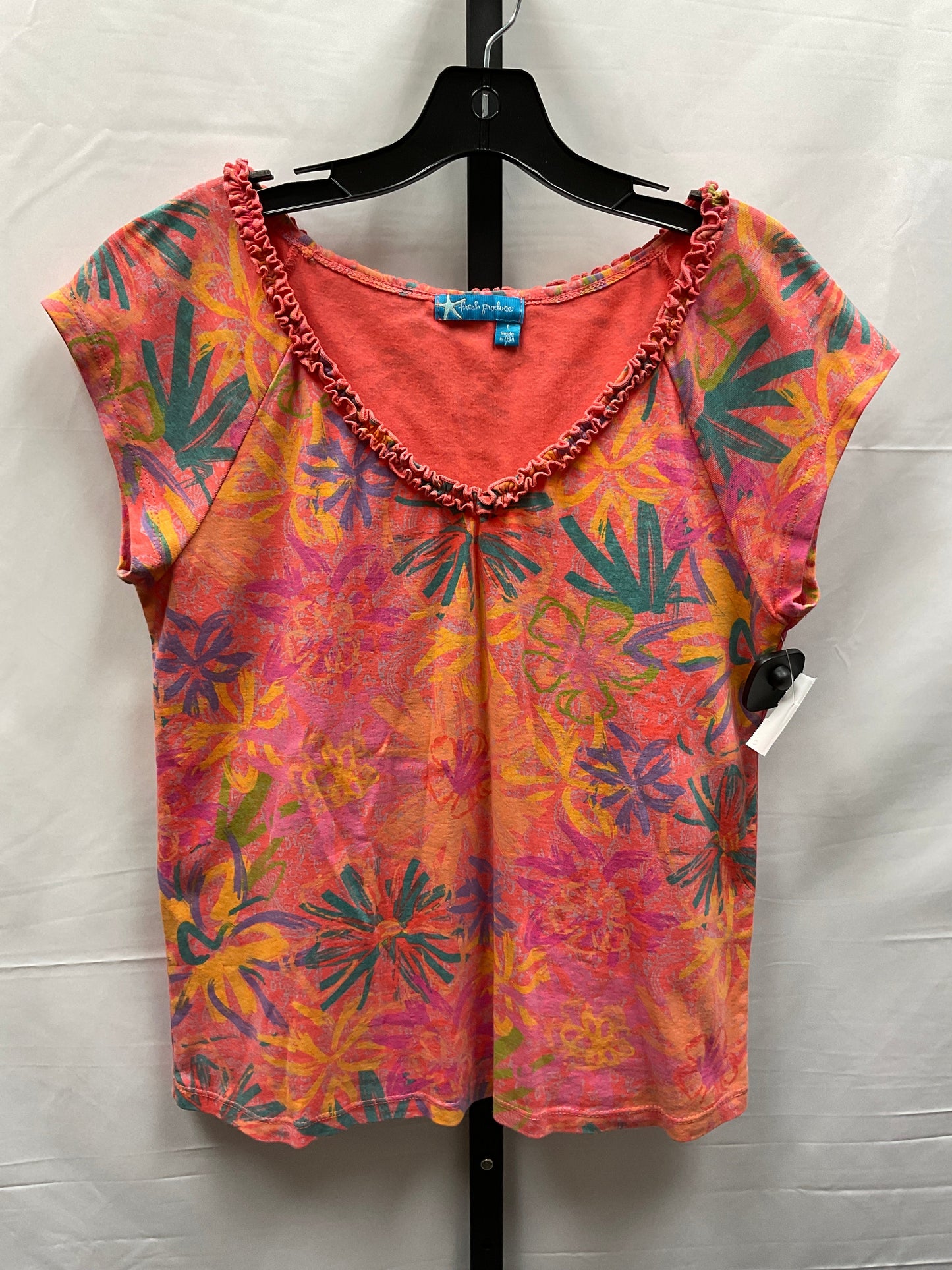 Multi-colored Top Short Sleeve Fresh Produce, Size L