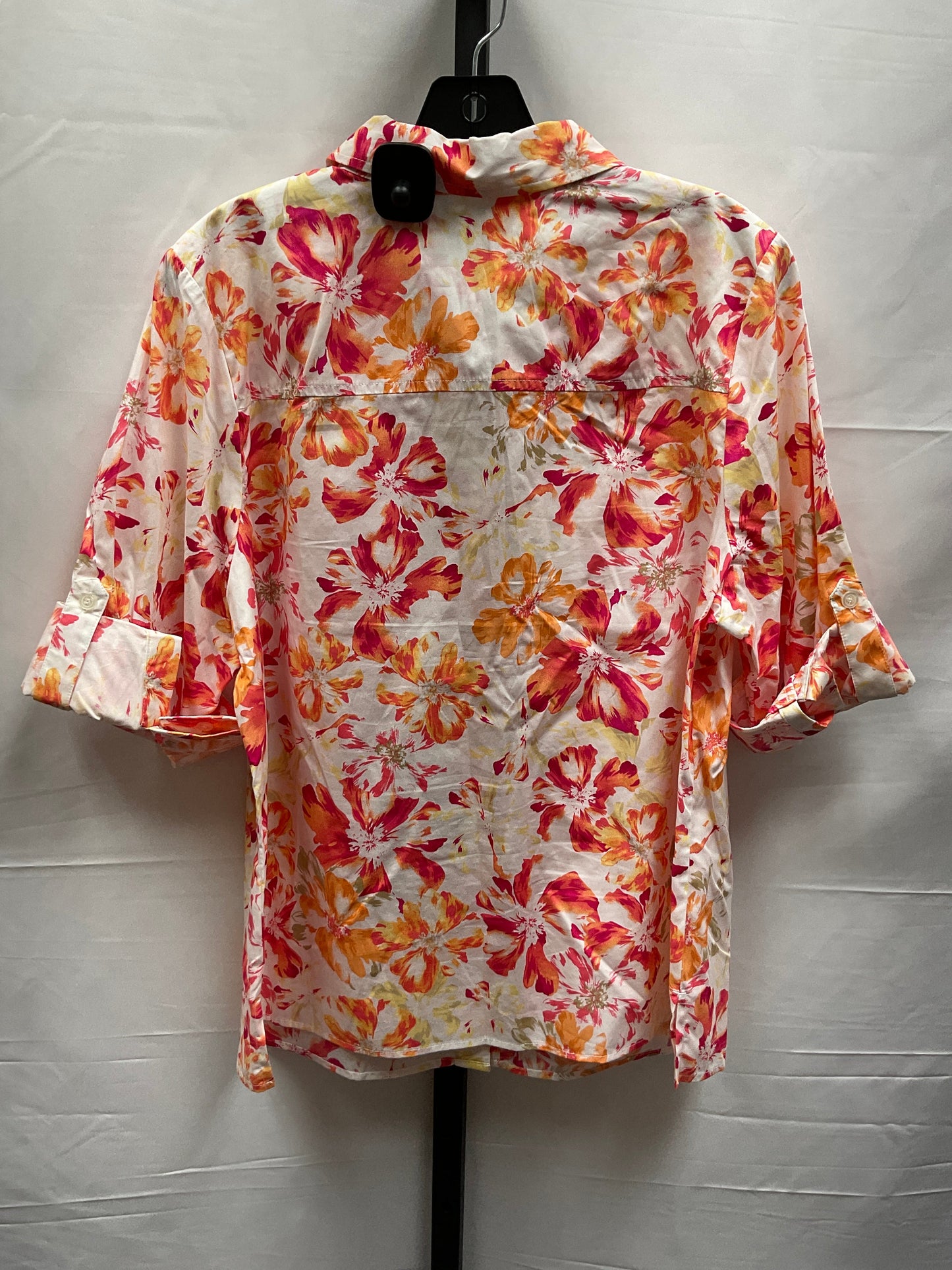 Floral Print Top Short Sleeve Cj Banks, Size Xl