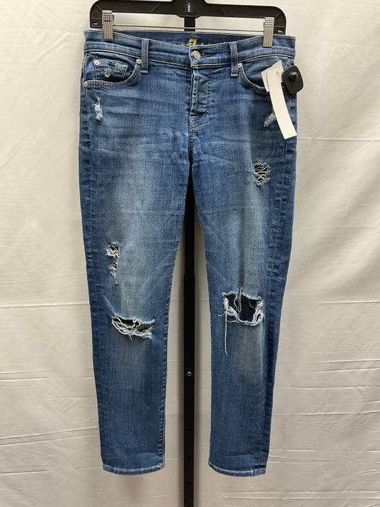 Blue Denim Jeans Designer 7 For All Mankind, Size 0