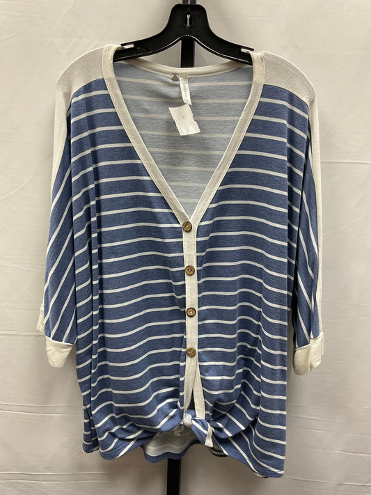 Top Short Sleeve By Emerald In Striped Pattern, Size: 3x