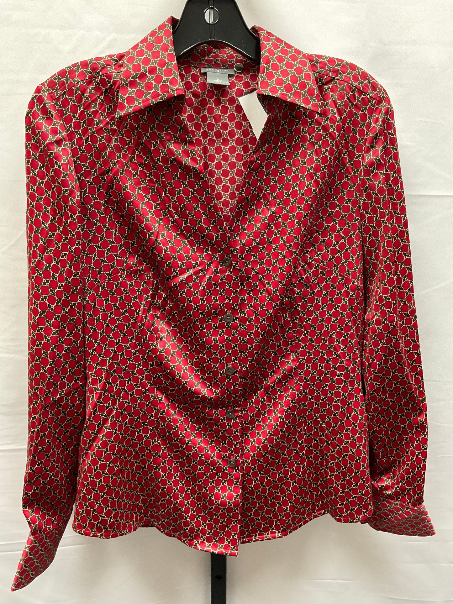 Red Top Long Sleeve Ann Taylor, Size S