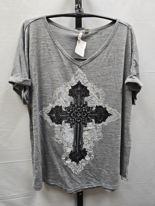 Black & Grey Top Short Sleeve Cato, Size L