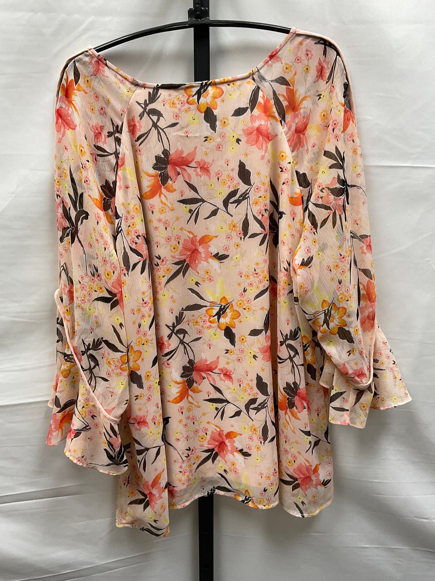 Floral Print Top Long Sleeve Christopher And Banks, Size Xl