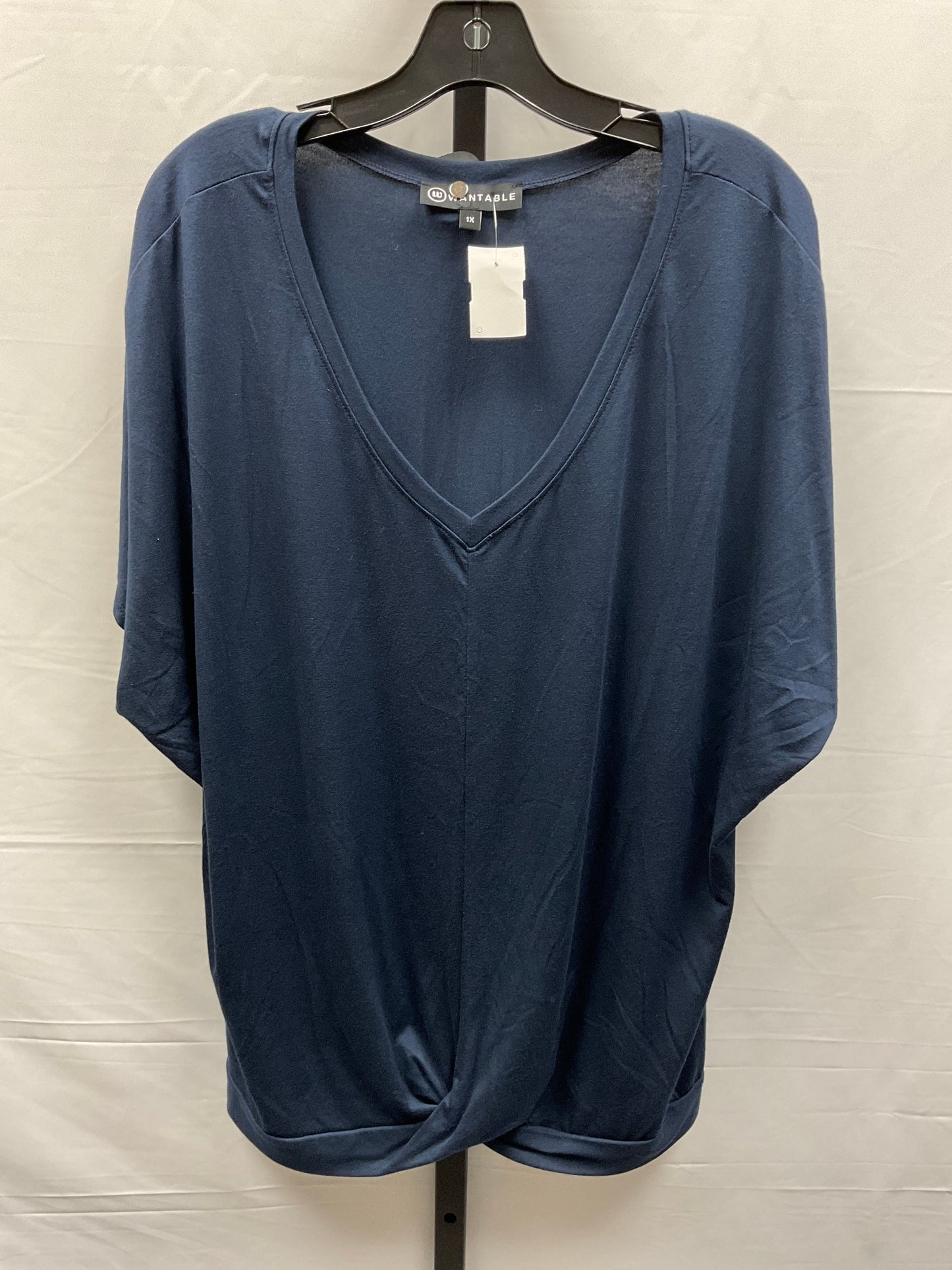 Navy Top Short Sleeve Clothes Mentor, Size 1x