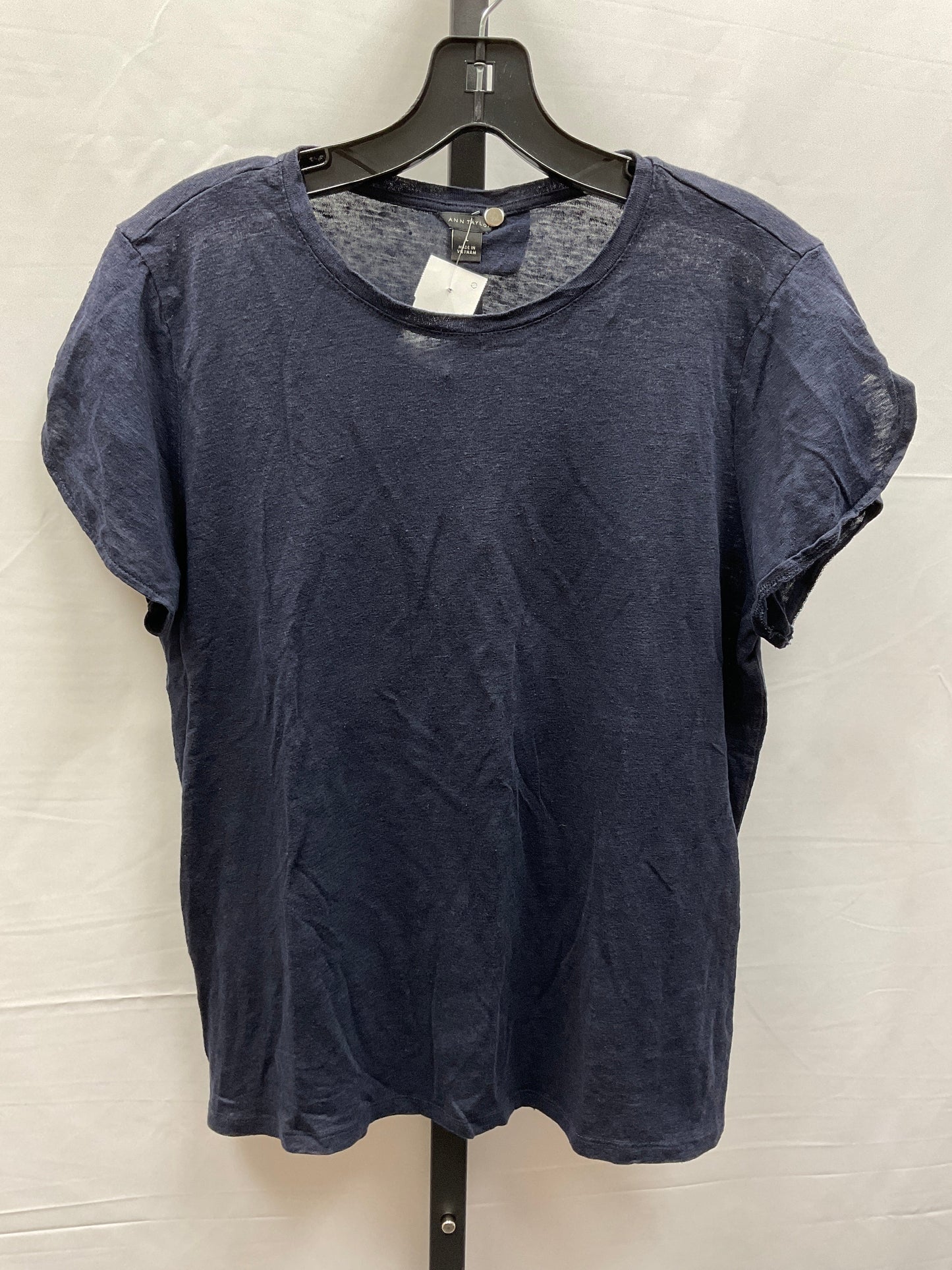 Navy Top Short Sleeve Basic Ann Taylor, Size L