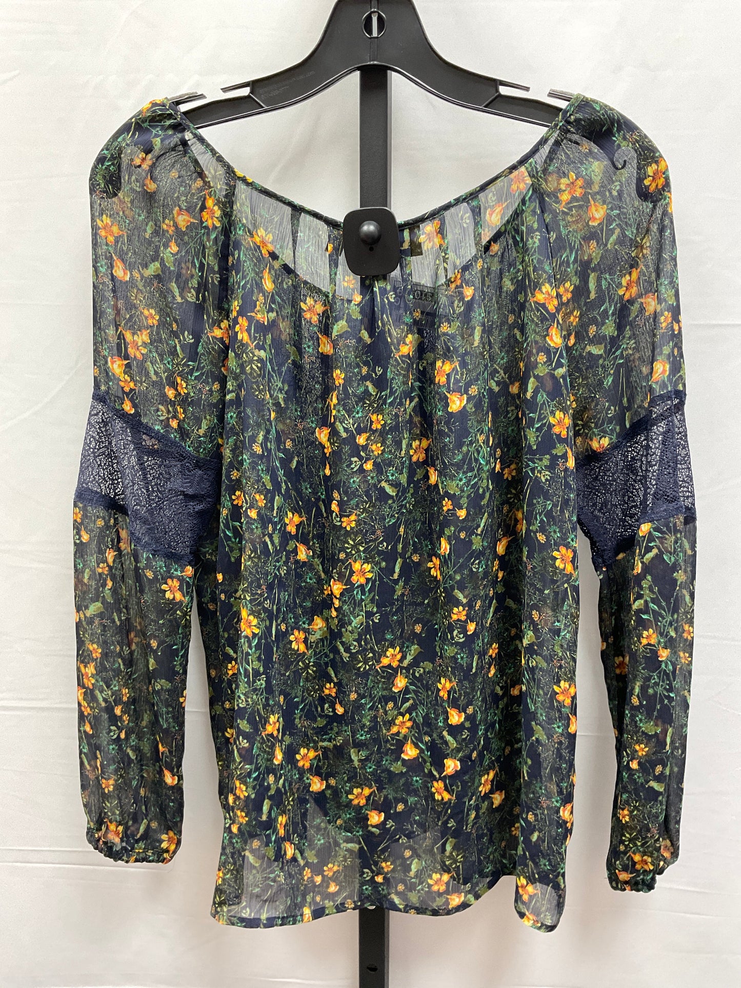 Floral Print Top Long Sleeve Vera Wang, Size M