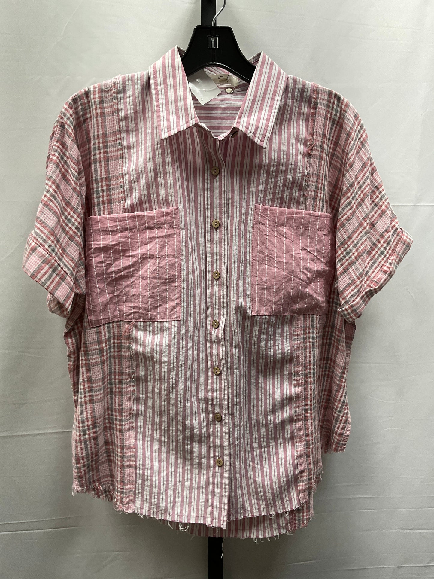 Top Short Sleeve By Easel In Striped Pattern, Size: S