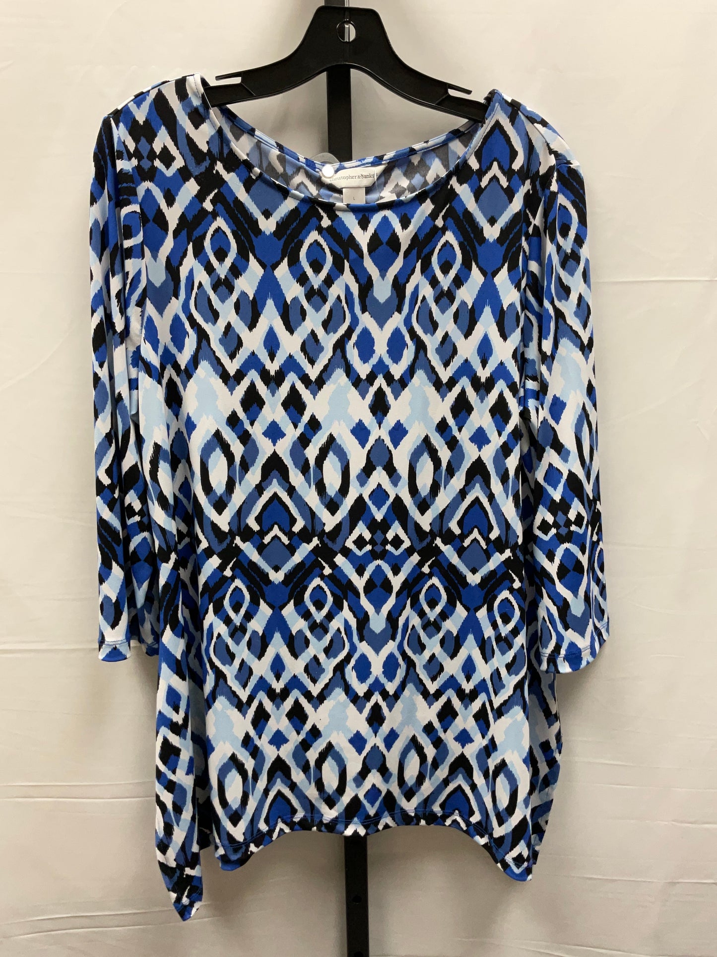 Top Long Sleeve By Christopher And Banks In Black & Blue, Size: L