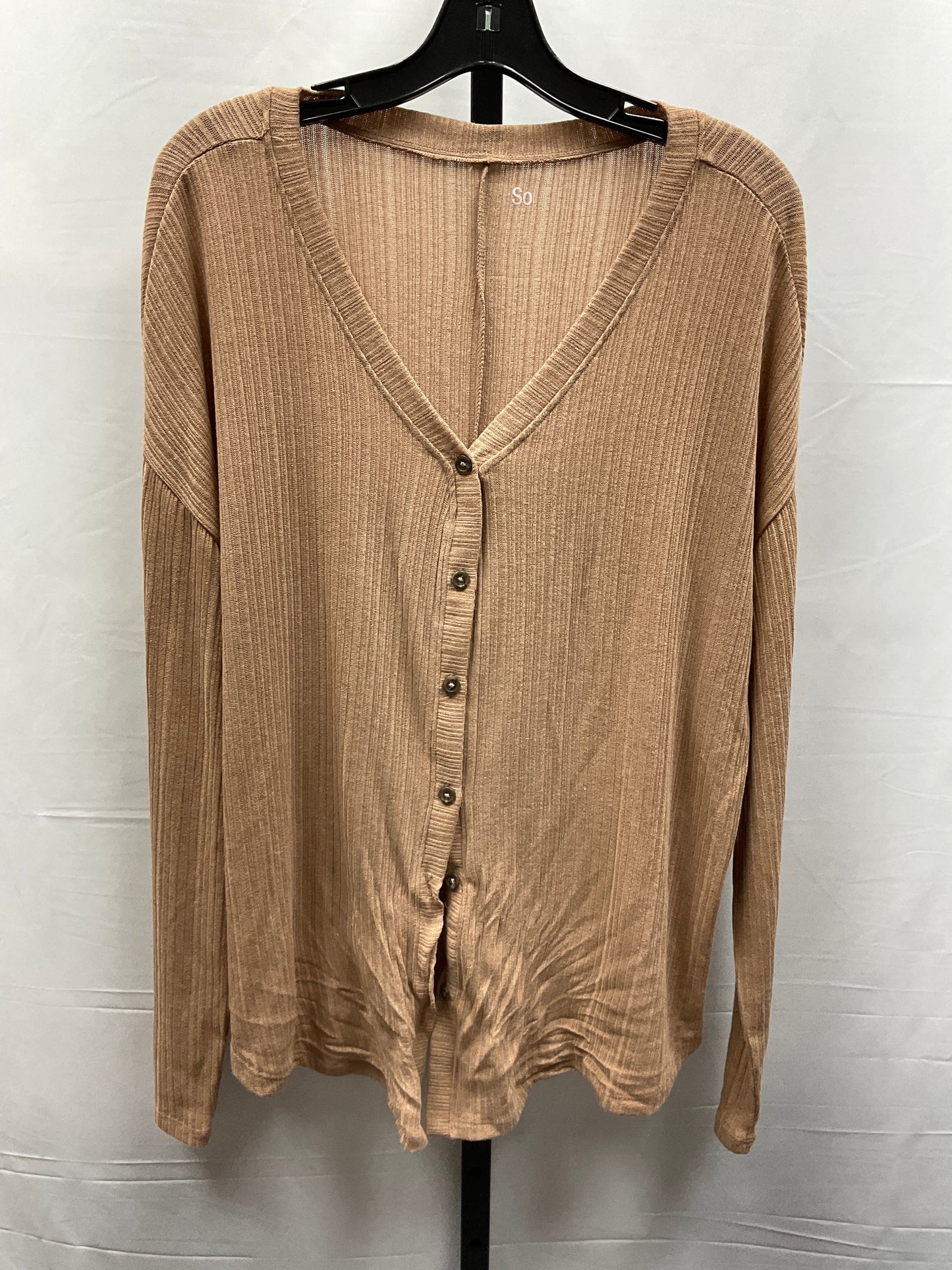 Top Long Sleeve By So In Tan, Size: Xl