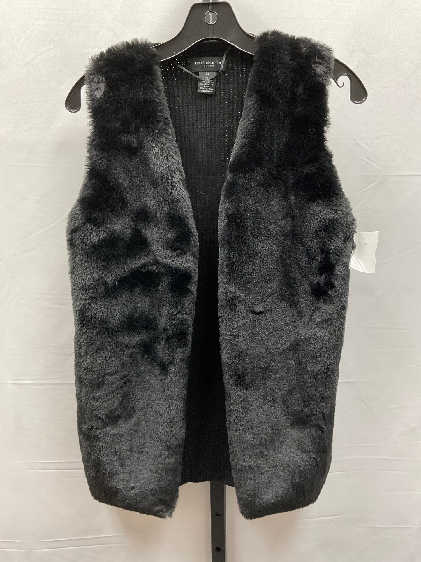 Vest Faux Fur & Sherpa By Liz Claiborne In Black, Size: M