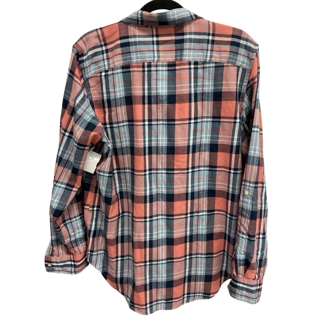 Top Long Sleeve By Lauren By Ralph Lauren In Plaid Pattern, Size: L