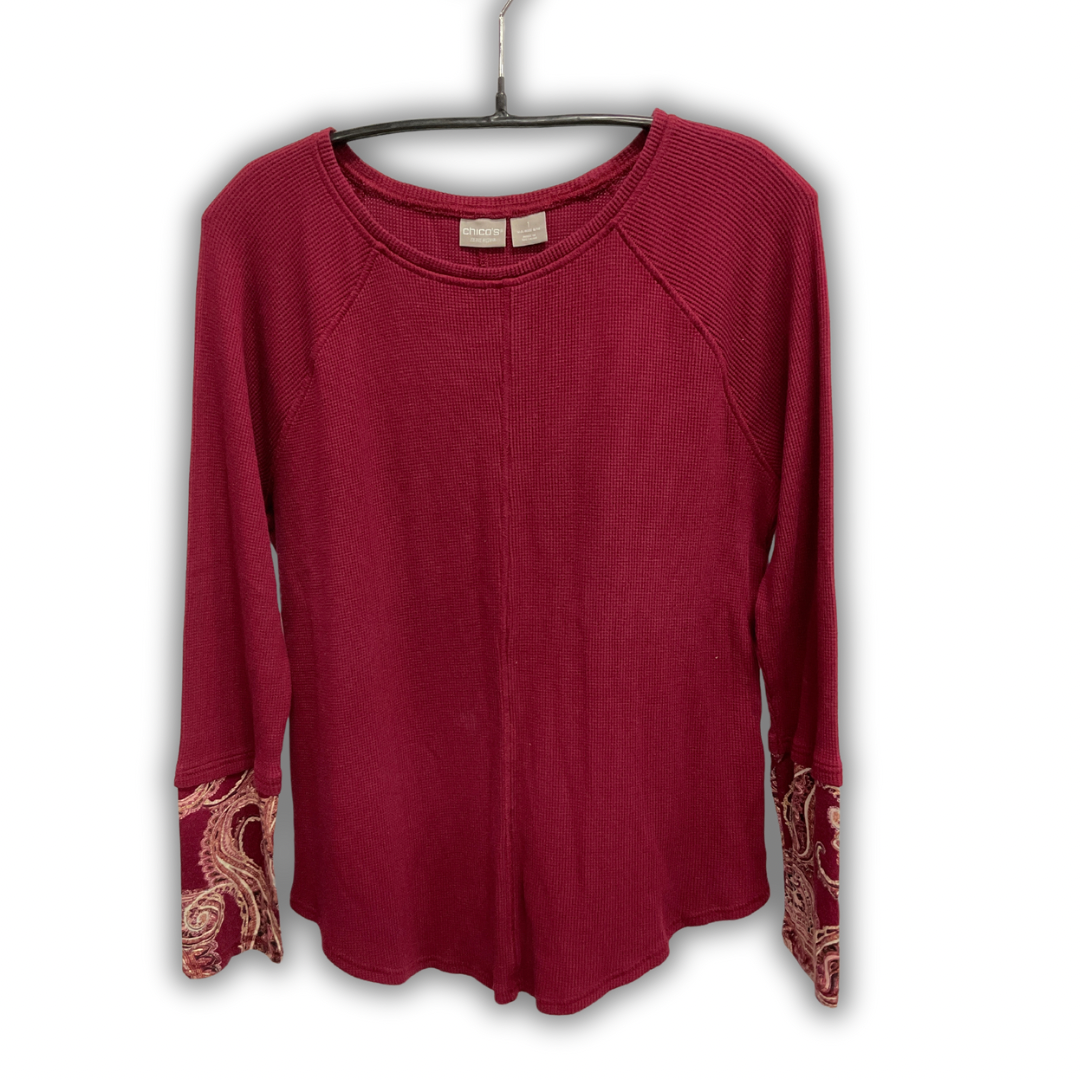 Top Long Sleeve By Zenergy By Chicos In Red, Size: M