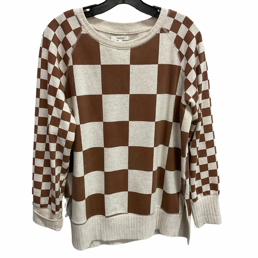 Top Long Sleeve By Maurices In Brown & Cream, Size: M