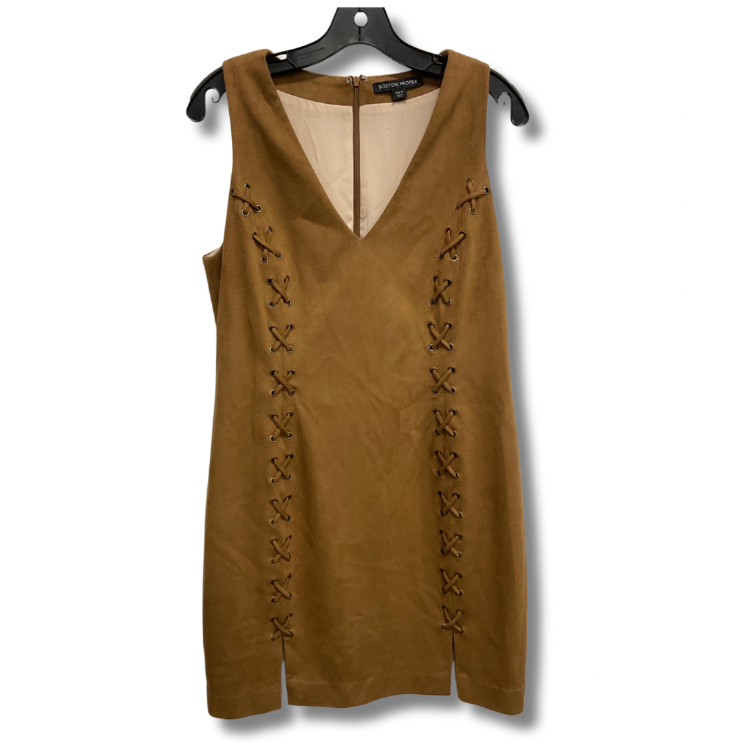 Dress Casual Midi By Boston Proper In Tan, Size: L