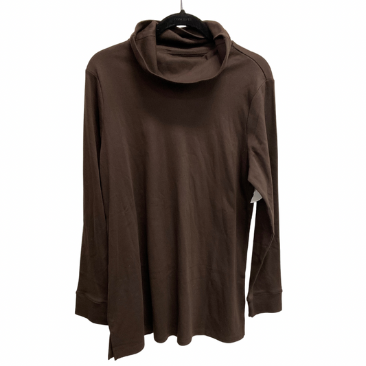 Top Long Sleeve Basic By Denim And Company In Brown, Size: M