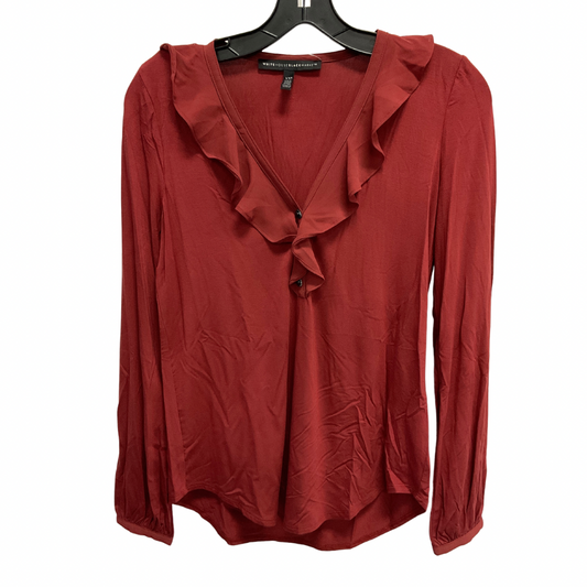 Top Long Sleeve By White House Black Market In Red, Size: Xxs