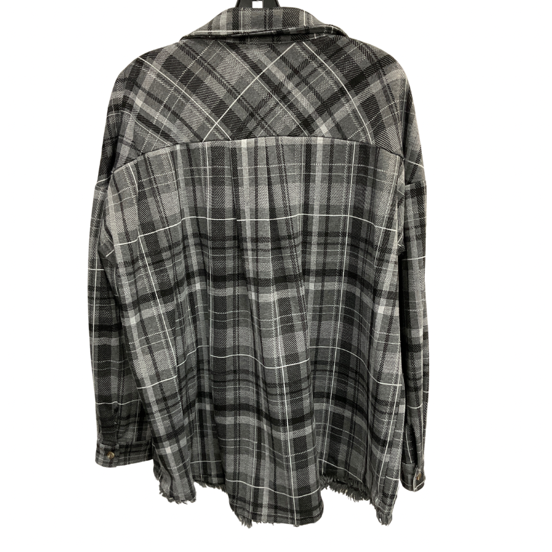 Jacket Shirt By White Birch In Black & Grey, Size: S