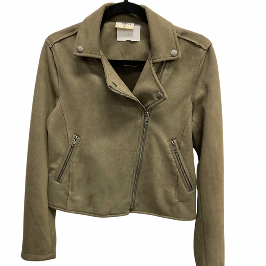 Jacket Moto By Clothes Mentor In Green, Size: S