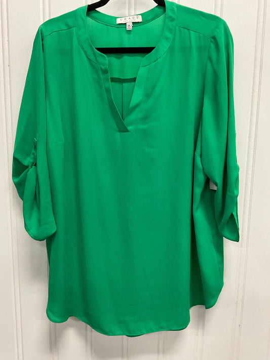 Top 3/4 Sleeve By Chaus In Green, Size: 1x