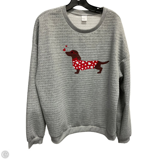 Sweatshirt Crewneck By Clothes Mentor In Grey & Red, Size: Xl