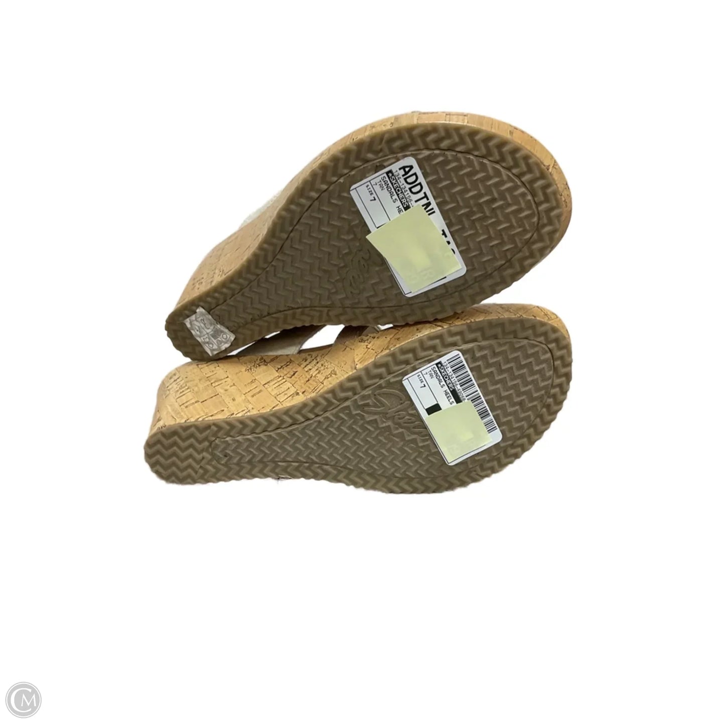 Sandals Heels Wedge By Skechers In Tan, Size: 7