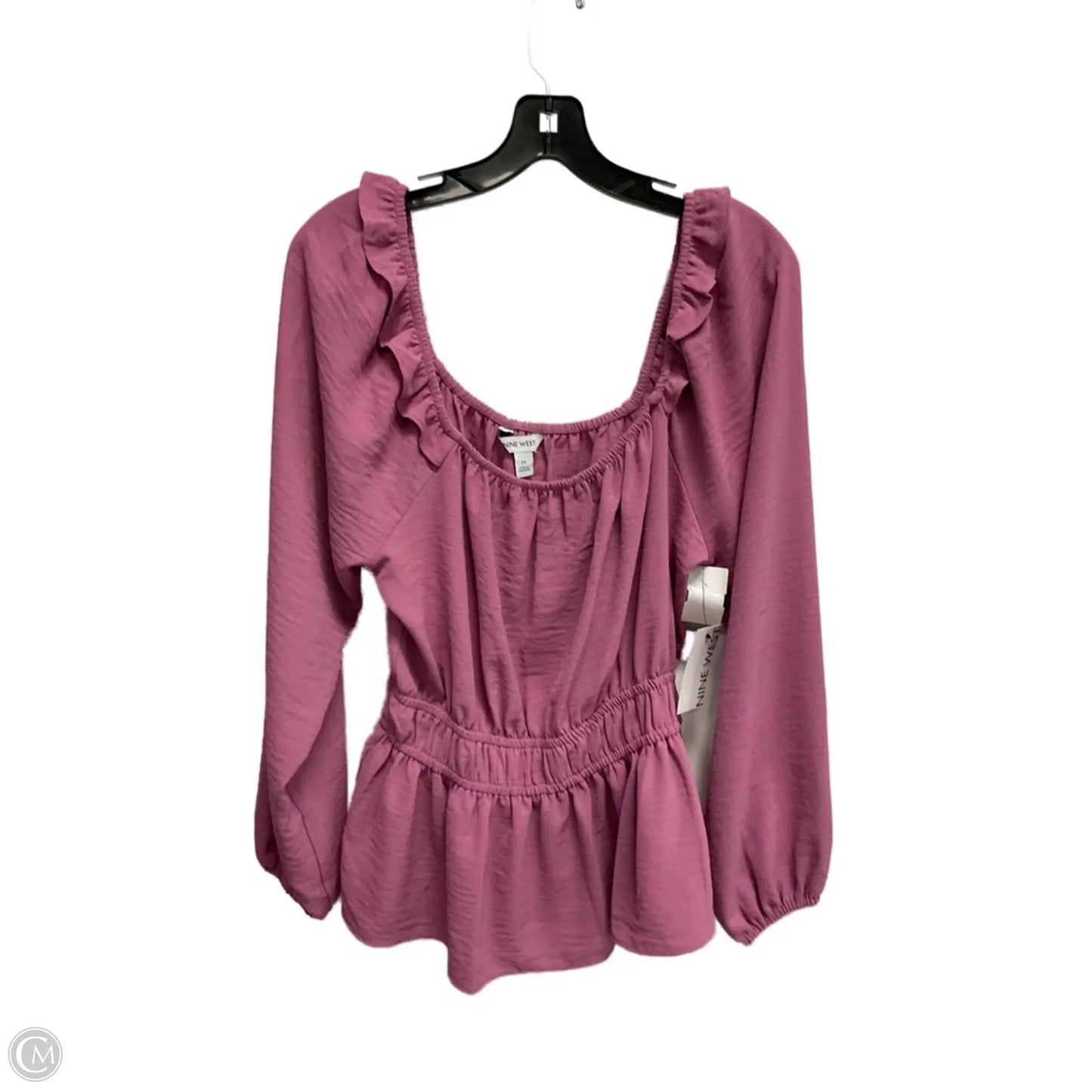 Blouse Long Sleeve By Nine West In Pink, Size: M