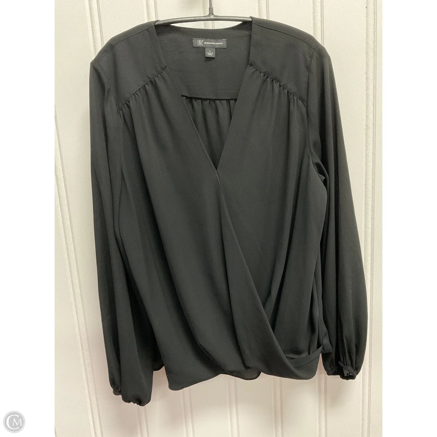 Blouse Long Sleeve By Inc In Black, Size: L