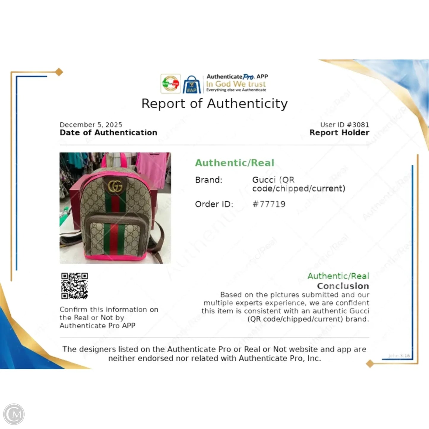 Backpack Luxury Designer By Gucci (Ophidia GG Small Backpack), Size: Medium