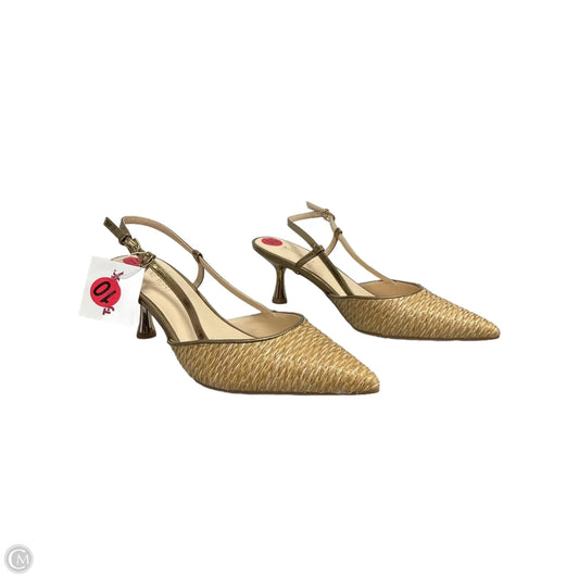 Shoes Heels Kitten By Nine West In Gold, Size: 10