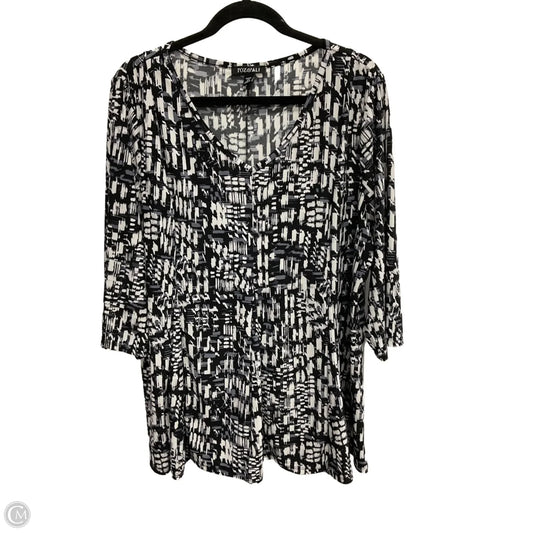 Top 3/4 Sleeve By Roz And Ali In Multi-colored, Size: 2x