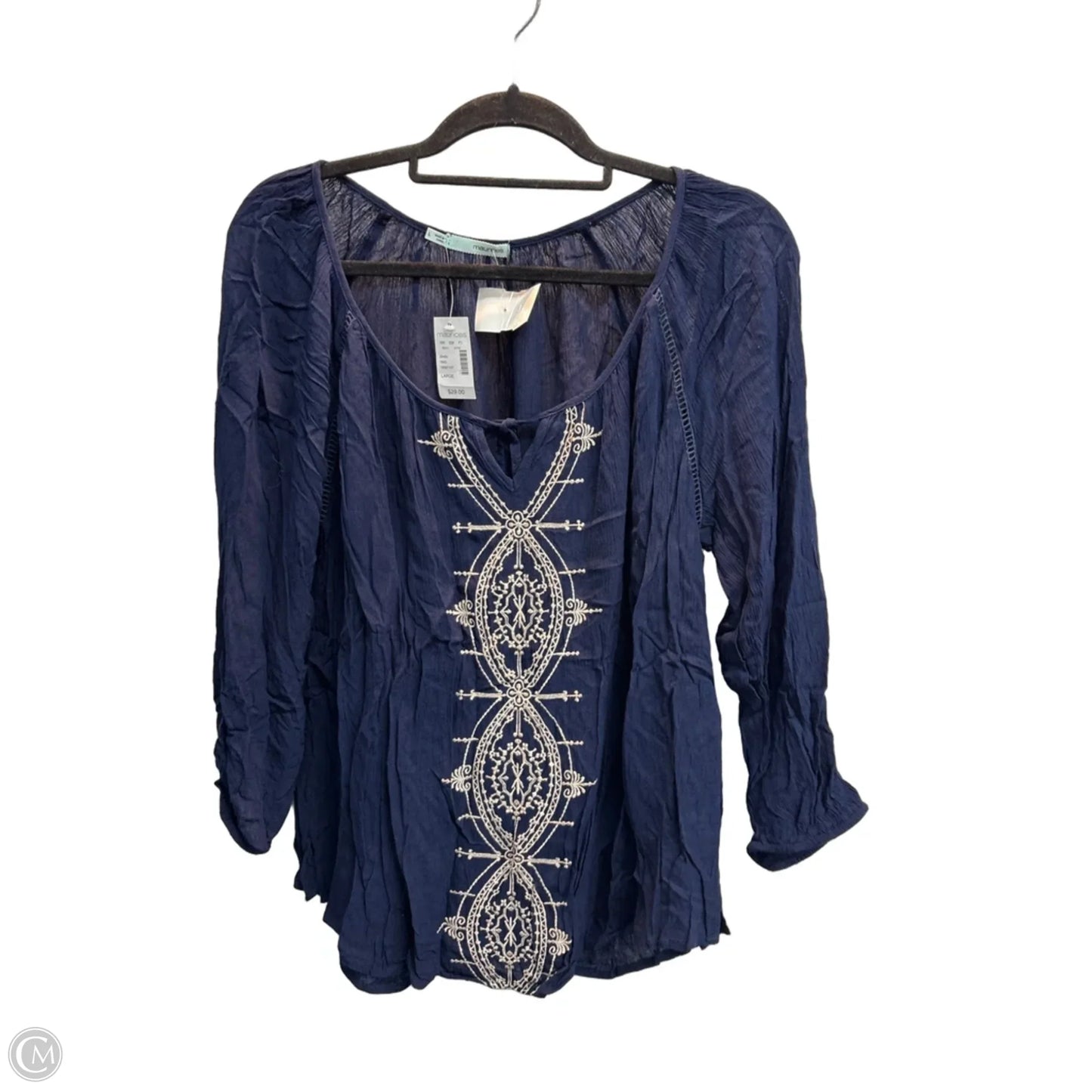 Top Long Sleeve By Maurices In Navy, Size: L