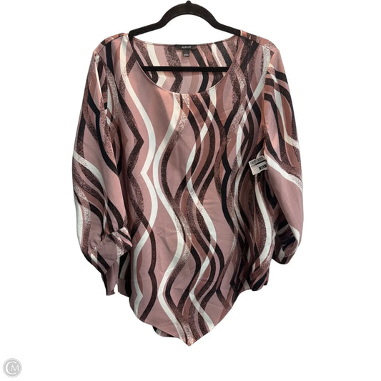 Blouse Long Sleeve By Alfani In Black & Pink, Size: L
