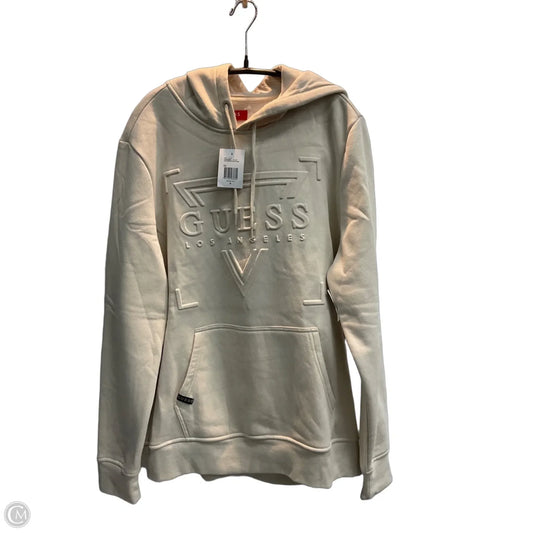 Sweatshirt Hoodie By Guess In Beige, Size: M