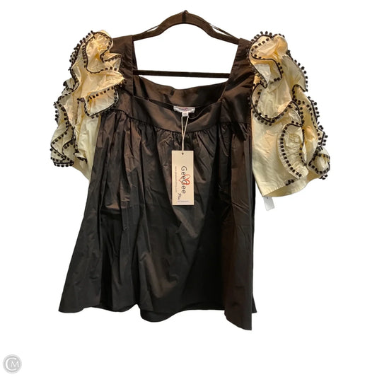 Blouse Short Sleeve By Geegee In Black & Cream, Size: 1x