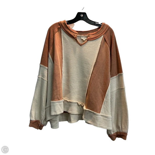 Sweatshirt Crewneck By Pol In Cream & Orange, Size: L