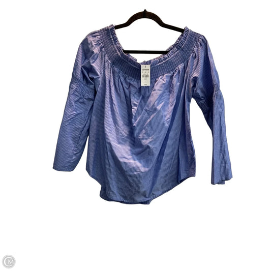 Top Long Sleeve By Express In Blue & White, Size: L
