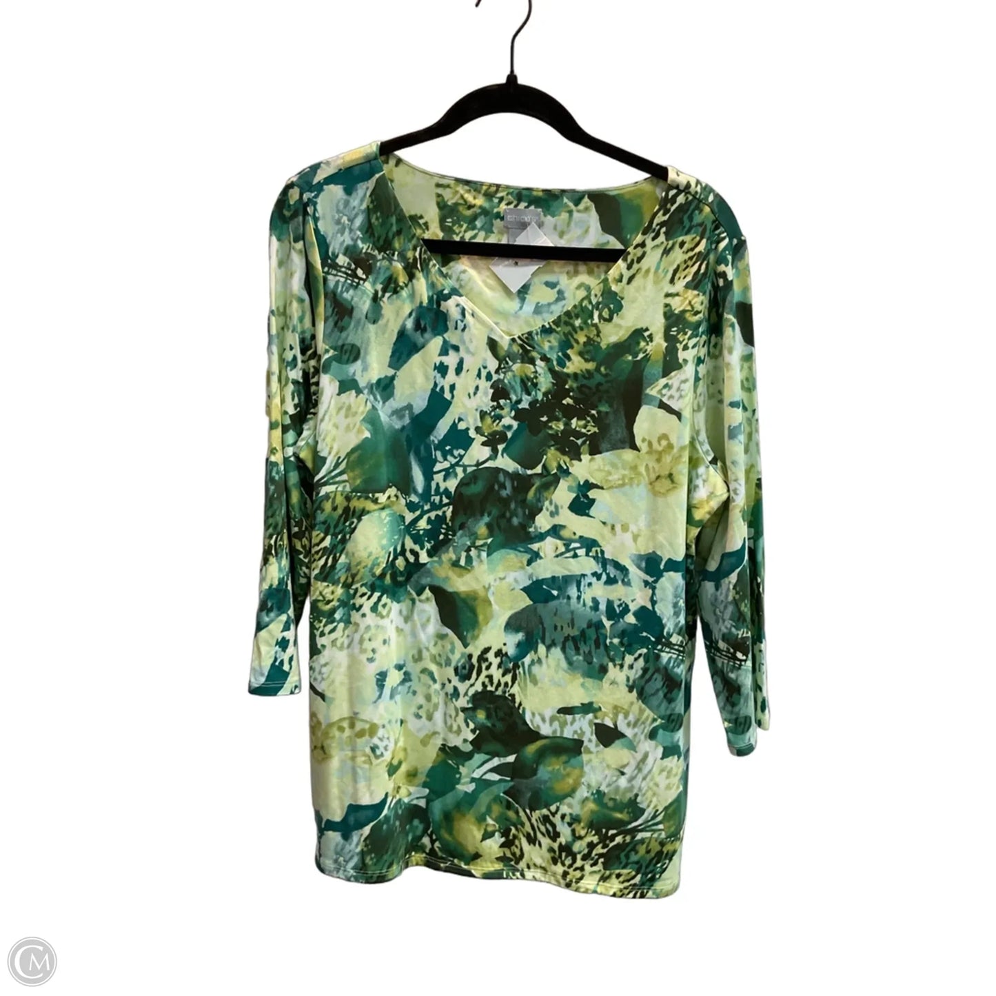 Top Long Sleeve By Chicos In Green, Size: L