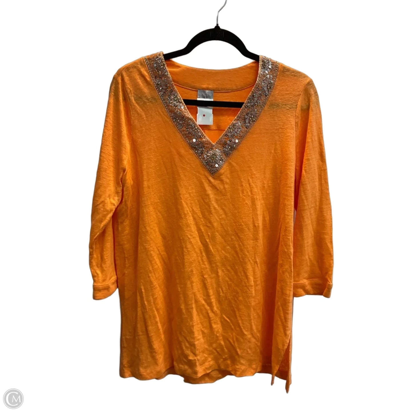 Top Long Sleeve By Chicos In Orange, Size: M