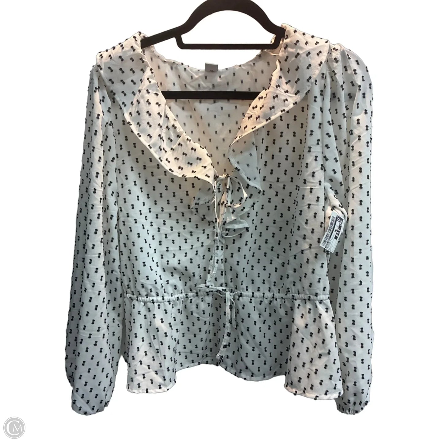 Blouse Long Sleeve By Old Navy In Polkadot Pattern, Size: L