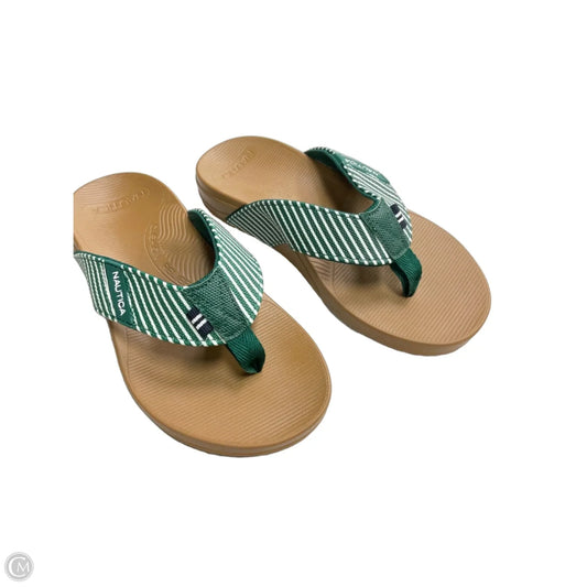 Sandals Flip Flops By Nautica In Green & Tan, Size: 6