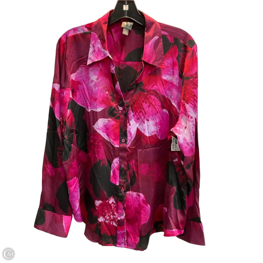 Blouse Long Sleeve By Worthington In Purple, Size: Xxl