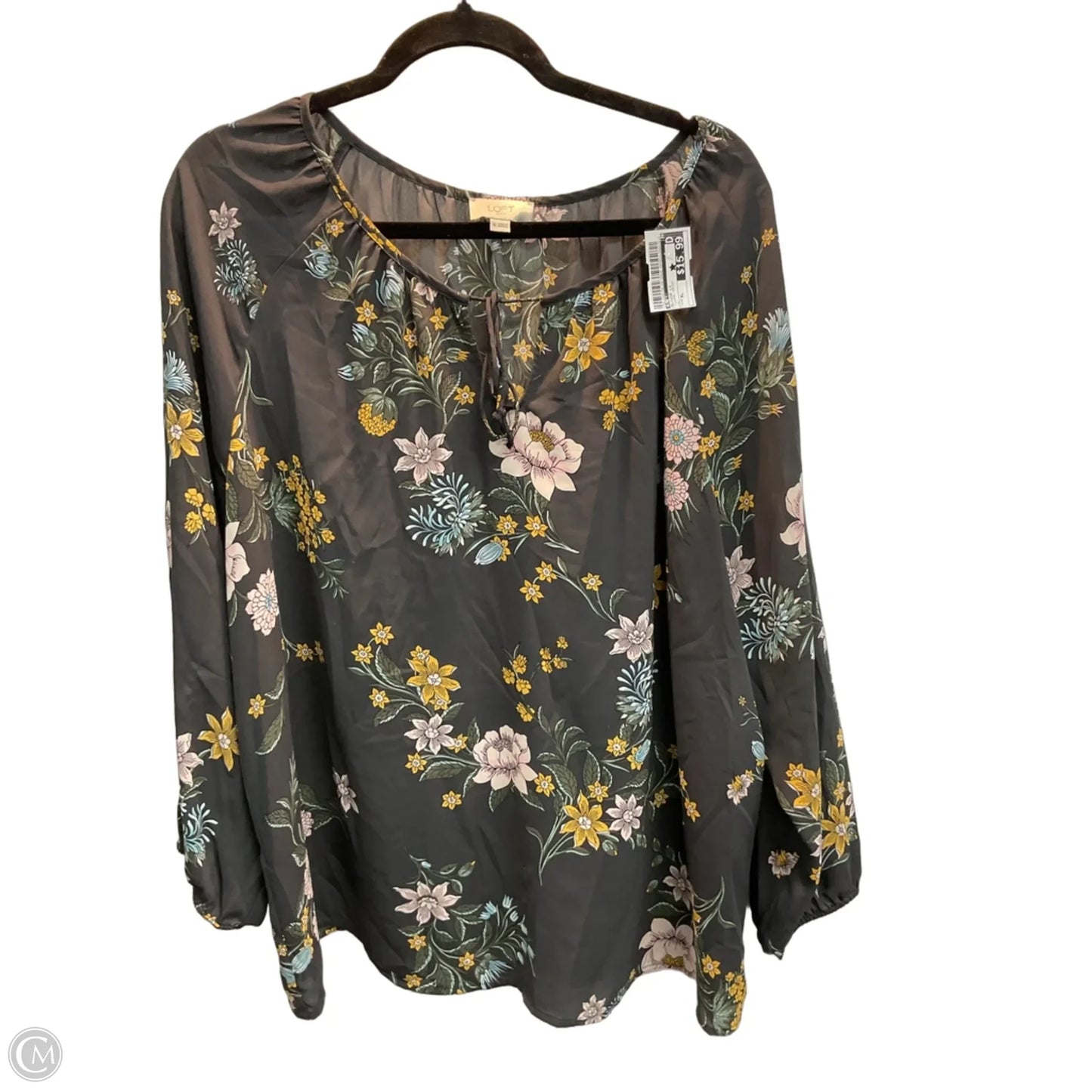 Blouse Long Sleeve By Loft In Floral Print, Size: Xl