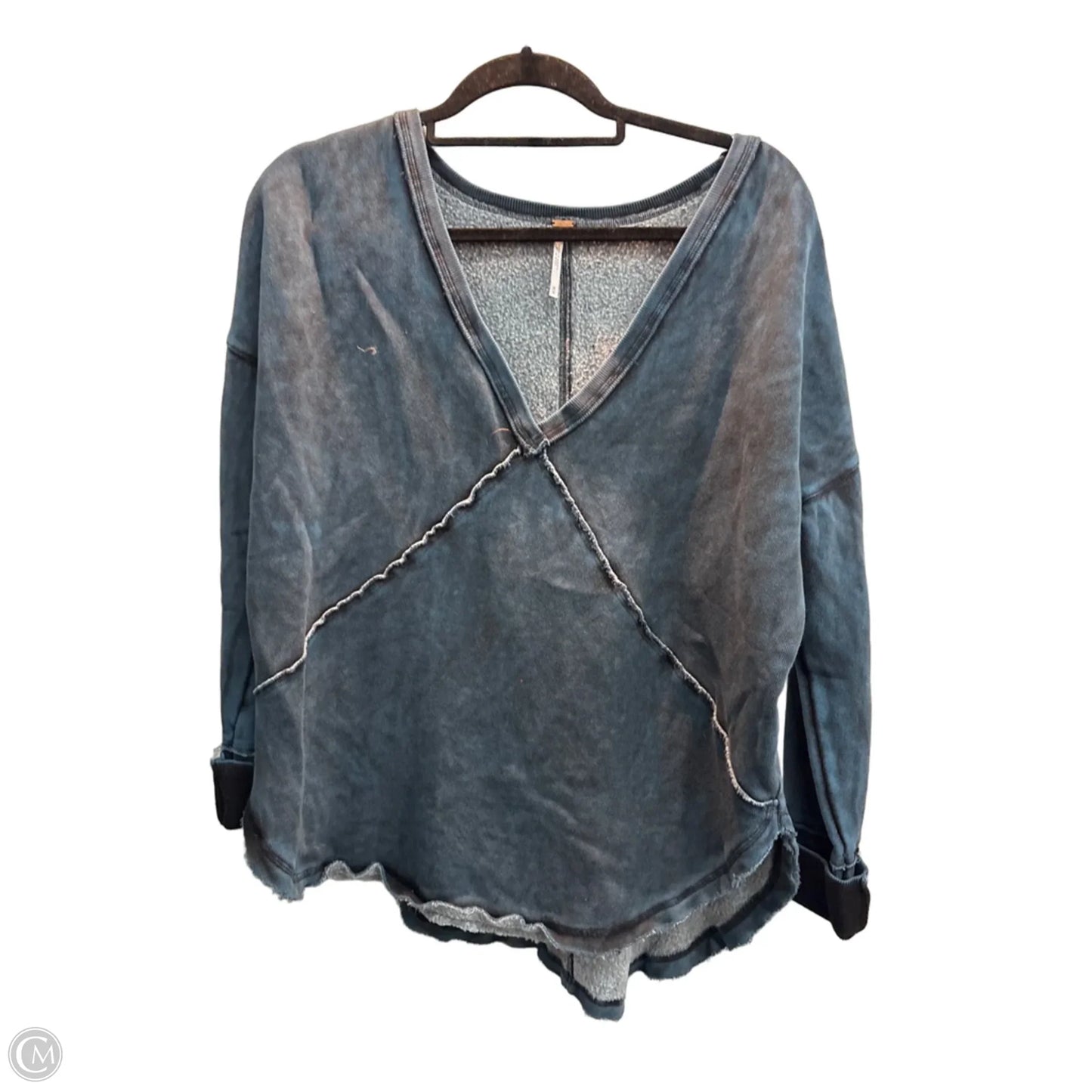 Sweatshirt Crewneck By Free People In Black & Blue, Size: M