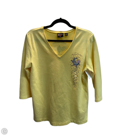 Top Long Sleeve By Harley Davidson In Yellow, Size: 2x