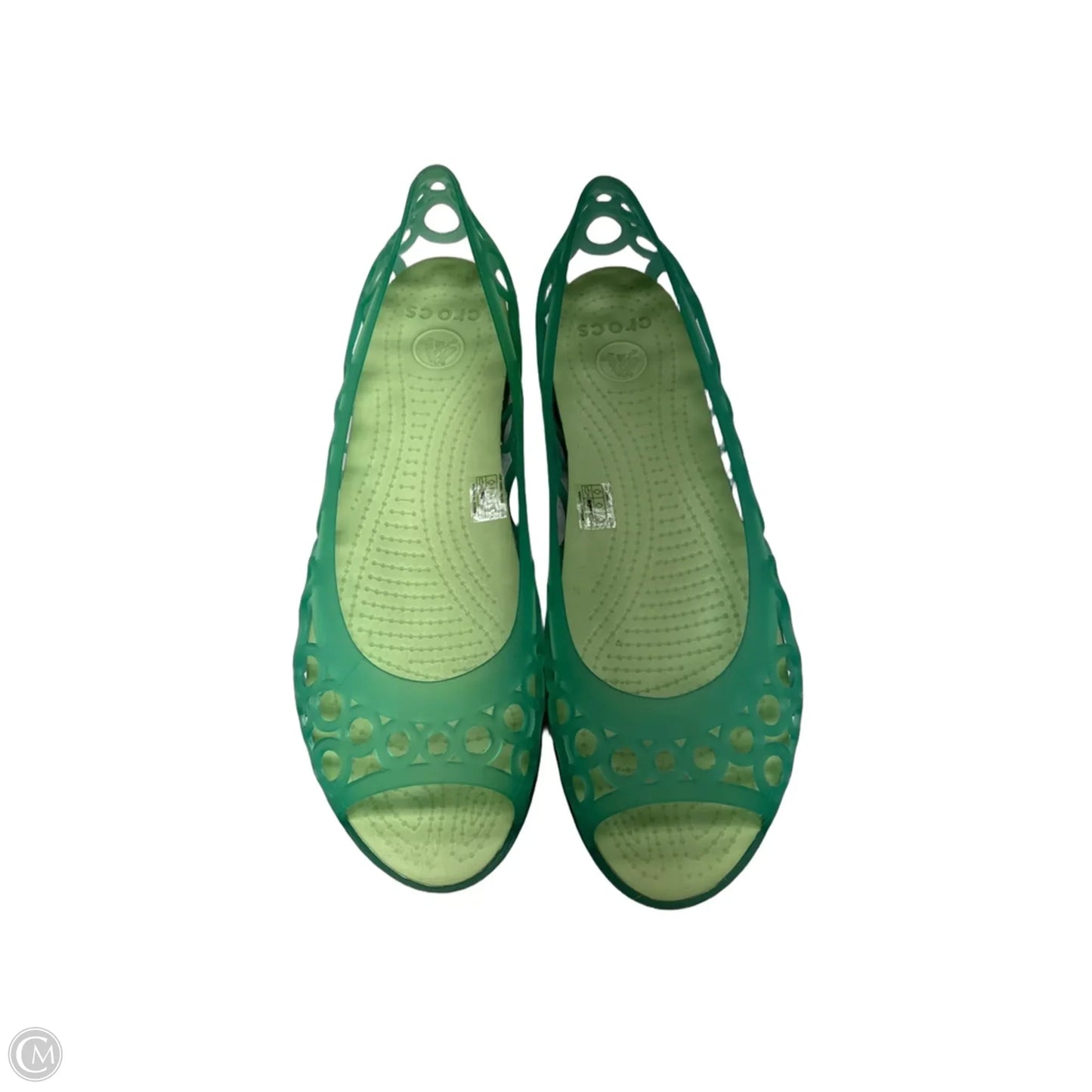 Shoes Flats By Crocs In Green, Size: 10
