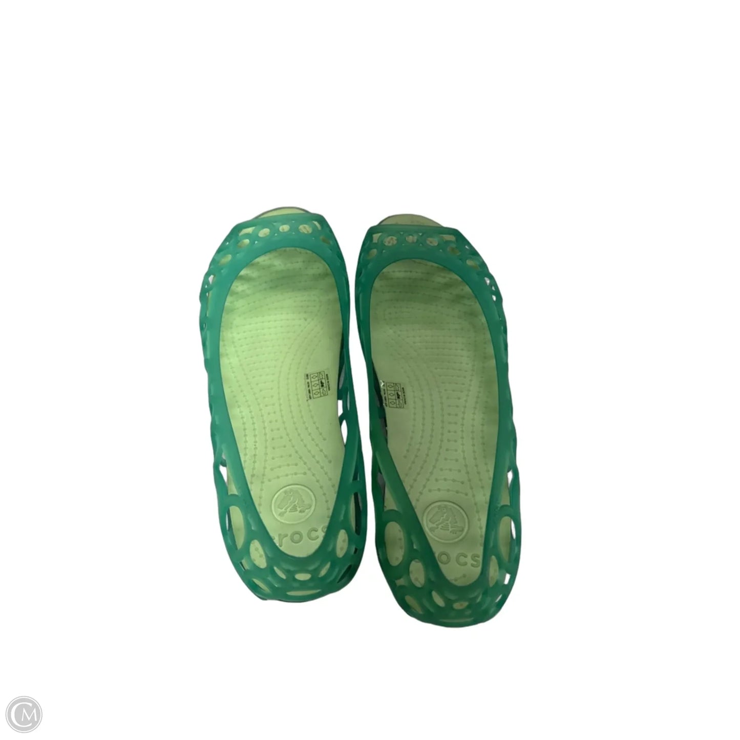 Shoes Flats By Crocs In Green, Size: 10