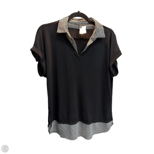 Top Short Sleeve By Adrianna Papell In Black, Size: M