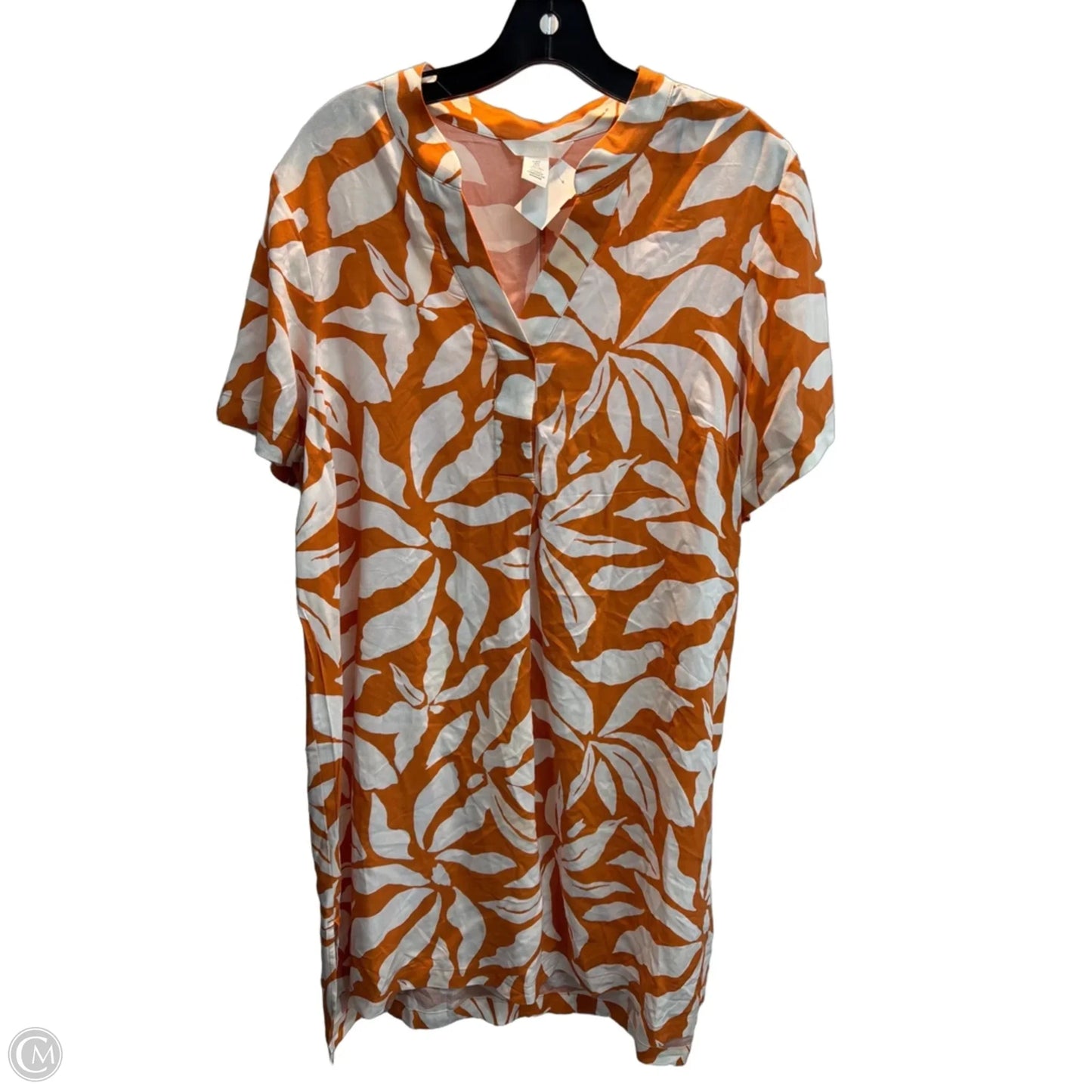 Dress Casual Midi By H&m In Orange & White, Size: S
