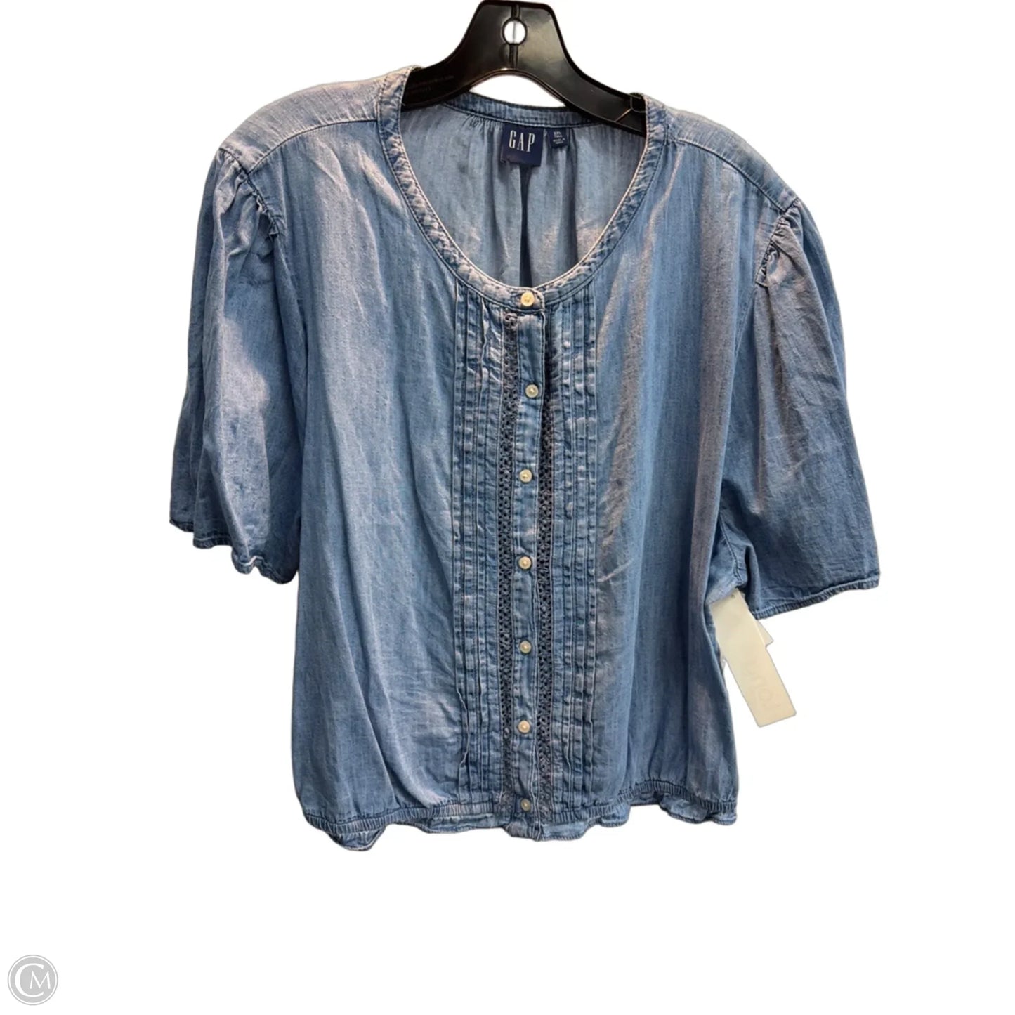 Top Short Sleeve By Gap In Blue Denim, Size: Xxl